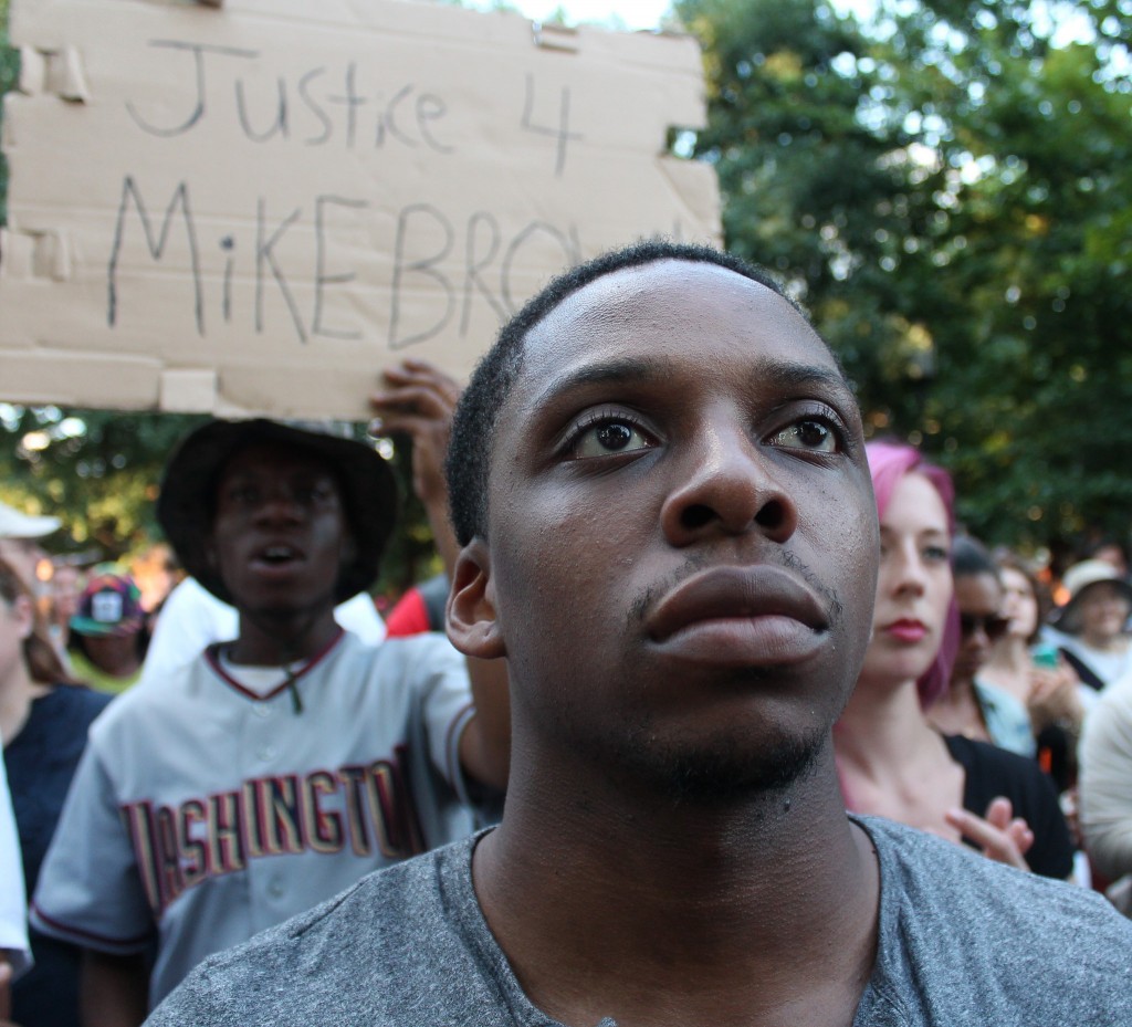 JUSTICE FOR MICHAEL BROWN NATIONAL MOMENT OF SILENCE Anti-Police Brutality Rally at Meridian Hill Park, NW, Washington DC on Thursday evening, 14 August 2014 by Elvert Barnes Protest Photography